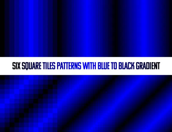 Maviden siyaha kare karolar, pürüzsüz vektör deseni, monokromatik, altı kişilik kolleksiyon, ağ, arkaplan, poster, pankart için