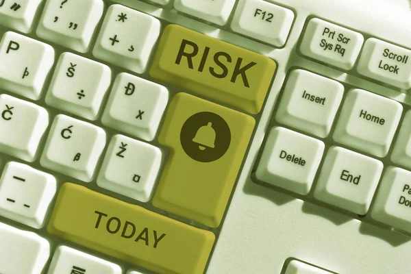 Handschriftlicher Text Risiko Geschäftskonzept Impliziert Zukünftige Unsicherheit Über Die Abweichung — Stockfoto