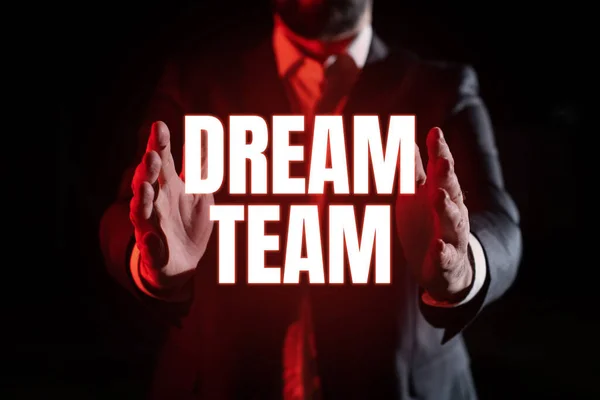 Escribir Mostrando Texto Dream Team Visión General Del Negocio Unidad —  Fotos de Stock
