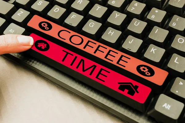 Концептуальная Подпись Coffee Time Word Chosen Period Cup Coffee Served — стоковое фото