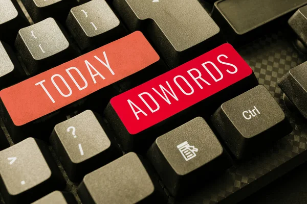 Conceptual caption Adwords, Word for set budget for advertising and only pay when click the ads