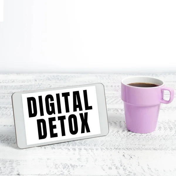 stock image Text sign showing Digital Detox, Concept meaning Prohibiting the usage of electronic and digital devices