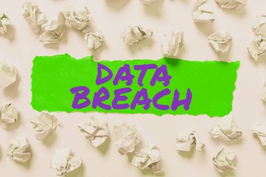 El yazısı metni veri ihlali, resmi olmayan gizli ve güvenli detayların konsept fotoğrafı