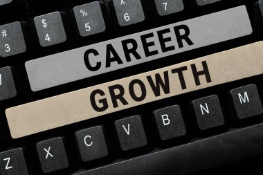 Şirkette Kariyer Büyümesi, İş Geliştirme, Artırma, Artırma Motivasyon Geliştirme Sürecini gösteren bir tabela