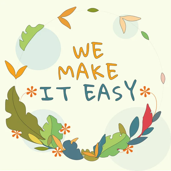 Podpis Tekstowy Prezentujący Make Easy Business Showcase Rozwiązania Alternatywne Ułatwiają — Zdjęcie stockowe