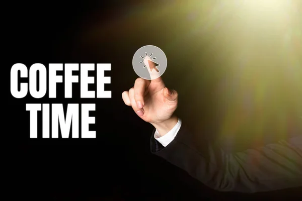 Inspiração Mostrando Sinal Coffee Time Visão Geral Negócio Período Escolhido — Fotografia de Stock