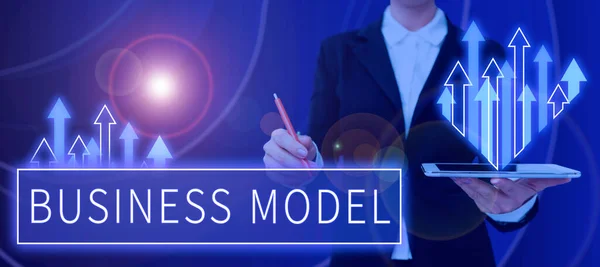 Kézírás Szöveg Üzleti Modell Üzleti Kirakat Modell Amely Bemutatja Hogyan — Stock Fotó