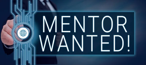 Ručně Psané Znamení Mentor Wanted Obchodní Přehled Najít Někoho Kdo — Stock fotografie