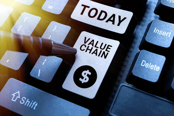 Handschrift Value Chain Business Concept Set Van Functionele Activiteiten Die — Stockfoto
