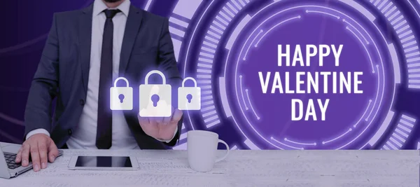 Bildunterschrift Happy Valentine Day Geschäftsübersicht Ein Besonderer Tag Für Verliebte — Stockfoto