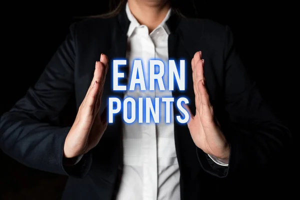 Sign Displaying Earn Points Business Overview Fund Rewarded Automatically Purchasing — Stock Photo, Image