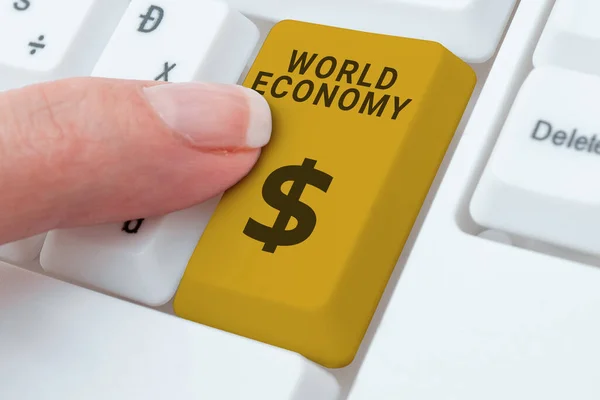 世界经济 概念意味着产品和服务在全世界的国际贸易 — 图库照片