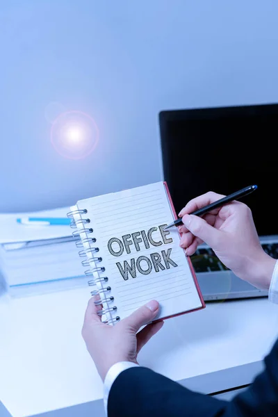 Testo Didascalia Che Presenta Office Work Business Approccio Lavoro Che — Foto Stock
