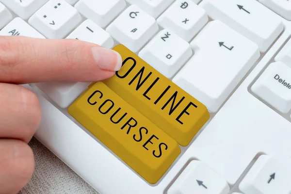 Anzeige Von Online Kursen Geschäftsübersicht Die Eine Ausbildung Verdienen Die — Stockfoto