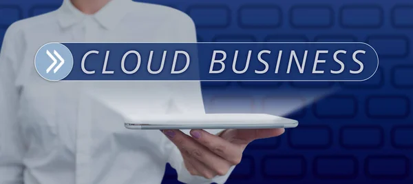 Pisanie Tekstu Cloud Business Przegląd Biznesowy Świadczenie Usług Przez Internet — Zdjęcie stockowe