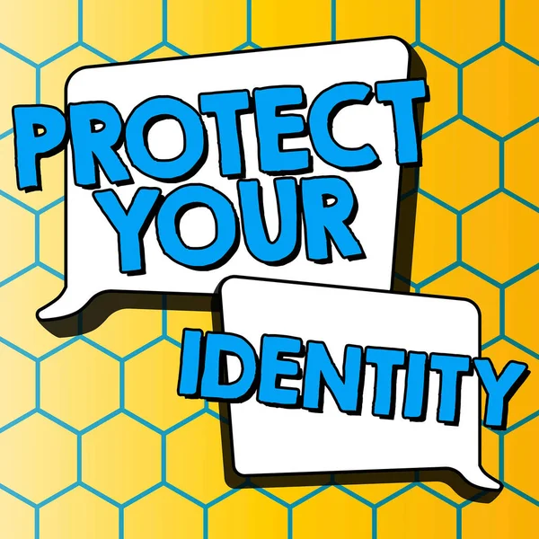 Ihletet Adó Szöveg Védje Identitását Adatsértéstől Információbiztonságtól Biztonságos Üzleti Ötlet — Stock Fotó