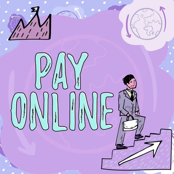 Εννοιολογική Απεικόνιση Pay Online Word Γράφτηκε Για Αγοράσει Προϊόντα Υπηρεσίες — Φωτογραφία Αρχείου