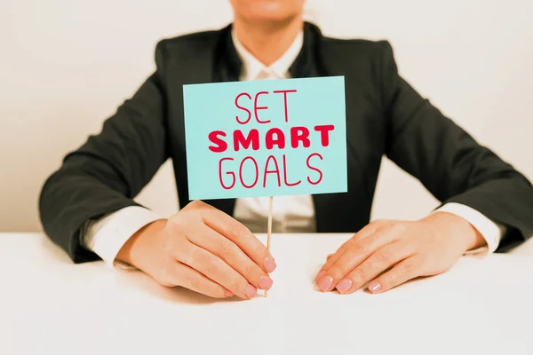 Conceptual Display Set Smart Goals Word Establish Achievable Objectives Make — Stock Photo, Image