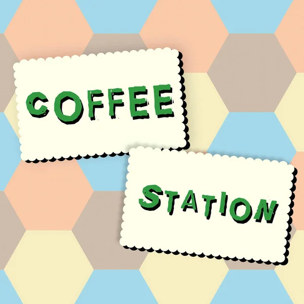 Konceptuell Bildtext Coffee Station Konceptuell Bild Liten Informell Restaurang Som — Stockfoto