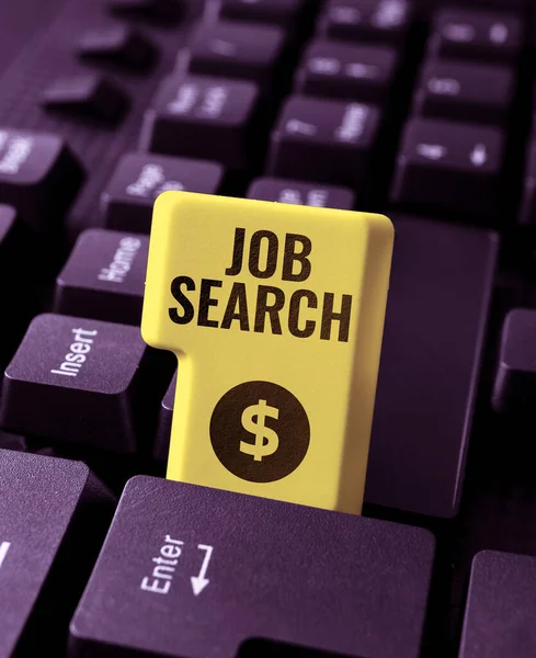 Testo Che Mostra Ispirazione Job Search Internet Concept Atto Persona — Foto Stock