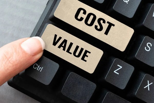 Tekst Bijschrift Presenteren Kostenwaarde Zakelijke Benadering Het Bedrag Dat Gewoonlijk — Stockfoto