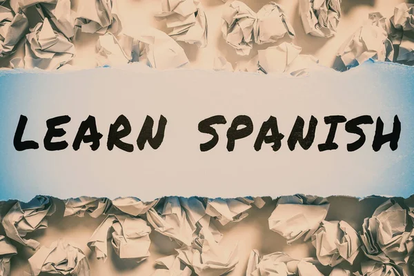 Kavramsal Gösterim Spanyolca Öğren Kelimeler Yazma Spanya Nın Ulusal Dilini — Stok fotoğraf