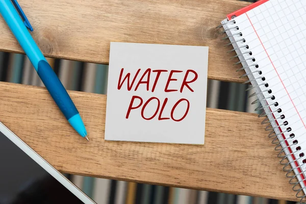 Koncepcyjny Wyświetlacz Water Polo Koncepcja Oznacza Konkurencyjny Zespół Sportowy Grał — Zdjęcie stockowe