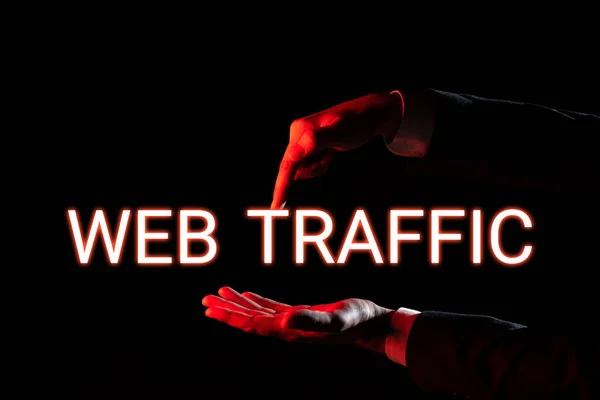 Web Trafiği Fikri Web Kullanıcılarının Miktarını Gösteren Metin Işareti Bir — Stok fotoğraf