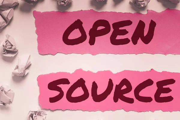 Señal Escritura Mano Open Source Word Contiene Código Fuente Que — Foto de Stock