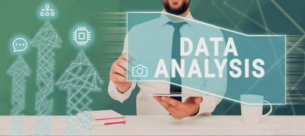 Sinal Escrita Mão Análise Dados Business Showcase Inteligência Análise Negócios — Fotografia de Stock