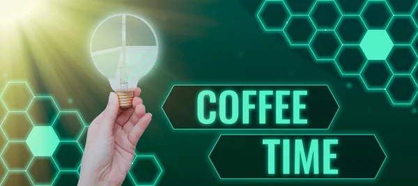 Znak Tekstowy Pokazujący Czas Kawy Koncepcja Biznesowa Wybrany Okres Gdy — Zdjęcie stockowe
