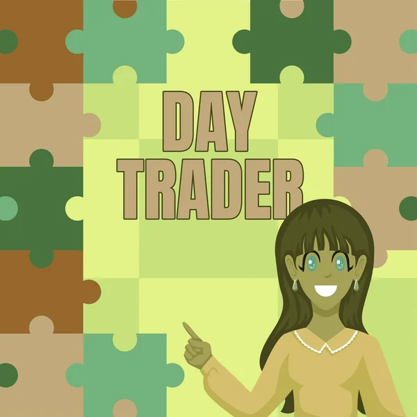 Texto Subtitulado Presentando Day Trader Word Written Una Persona Que —  Fotos de Stock