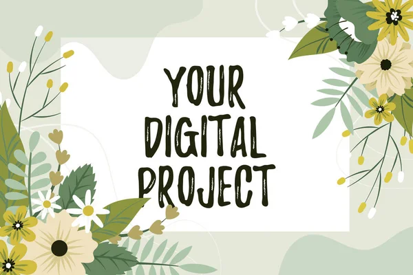 Digitális Projektjét Bemutató Szövegfelirat Üzleti Áttekintés Kreatív Weboldal Indítása Leszállása — Stock Fotó