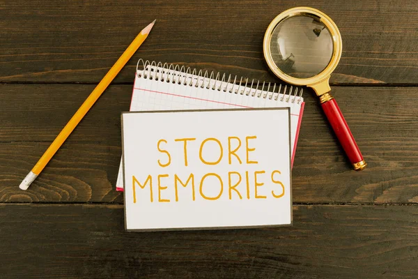Концептуальный Дисплей Store Memories Business Idea Процесс Ввода Хранения Ранее — стоковое фото
