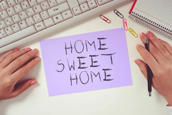 Hand Writing Sign Home Sweet Home Conceptual Photo Welcome Back — Stock Photo, Image