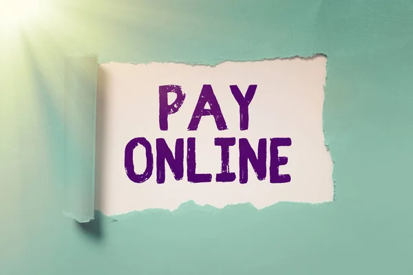 Podepsat Zobrazování Pay Online Koncept Znamená Koupit Produkty Nebo Služby — Stock fotografie