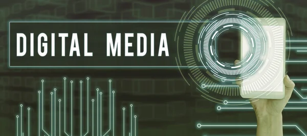 Logga Som Visar Digitala Medier Internet Concept Tillgång Till Digitaliserat — Stockfoto