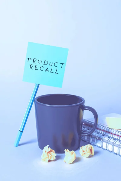 Conceptual display Product Recall, Business idea request to return the possible product issues to the market