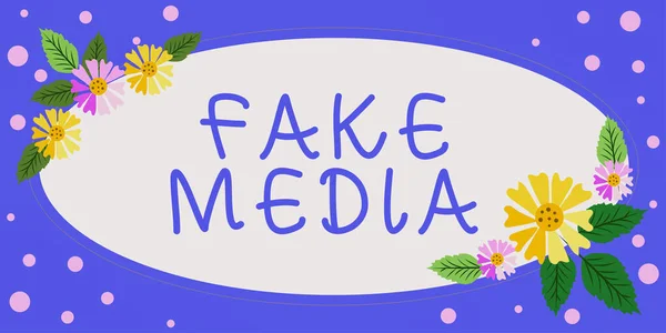 Konzeptpräsentation Fake Media Geschäftsidee Eine Von Brodcastern Gehaltene Formation Auf — Stockfoto