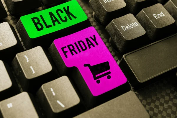 Sign Displaying Black Friday Business Concept Day Seller Mark Prices — Stock Photo, Image