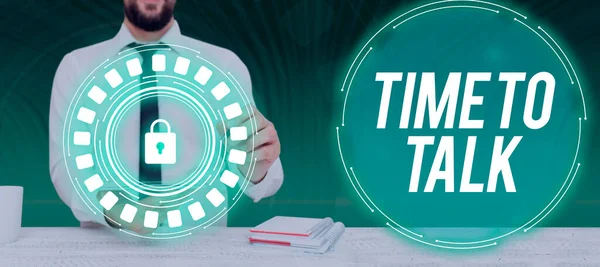 Textový Nápis Zobrazující Time Talk Business Showcase Aktualizace Systémového Softwaru — Stock fotografie