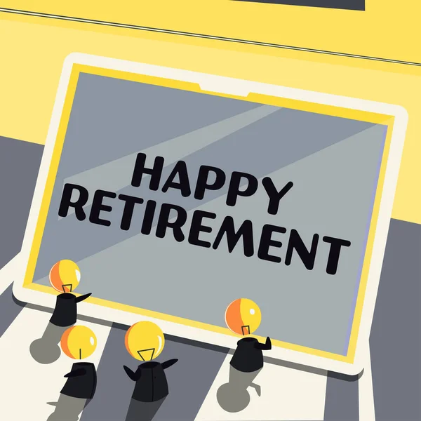Cartello Che Mostra Happy Retirement Word Scritto Account Dichiarazione Che — Foto Stock