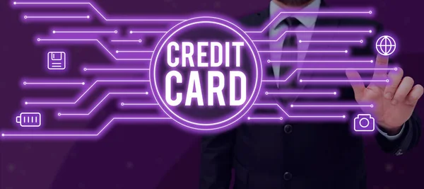 Texto Mostrando Inspiração Cartão Crédito Ideia Negócio Método Pagamento Eletrônico — Fotografia de Stock