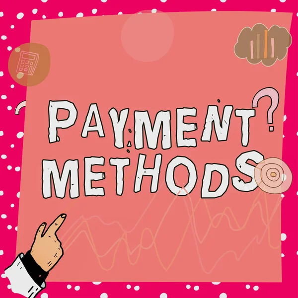 購入したサービスを補償するために使用されるいくつかの方法の支払い方法 単語の表示 — ストック写真