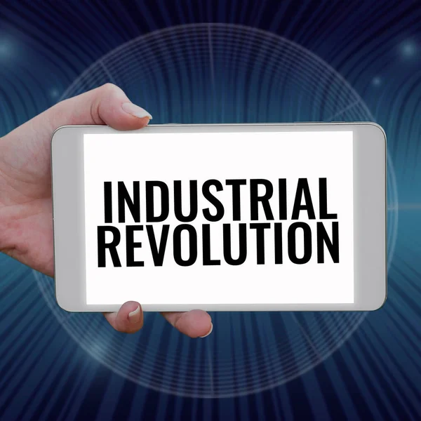 Ipari Forradalmat Üzleti Kirakat Változásait Bemutató Szöveges Tábla Gyártási Szállítási — Stock Fotó