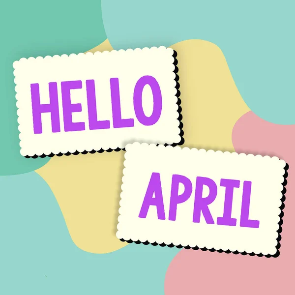Testo Indicante Hello April Business Concept Espressione Saluto Utilizzata Accogliere — Foto Stock