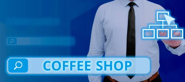Tekst Met Inspiratie Coffee Shop Business Showcase Een Restaurant Dat — Stockfoto