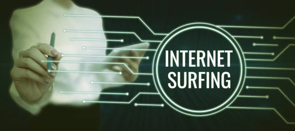 Exibição Conceitual Internet Surfing Conceito Que Significa Uma Conta Formal — Fotografia de Stock