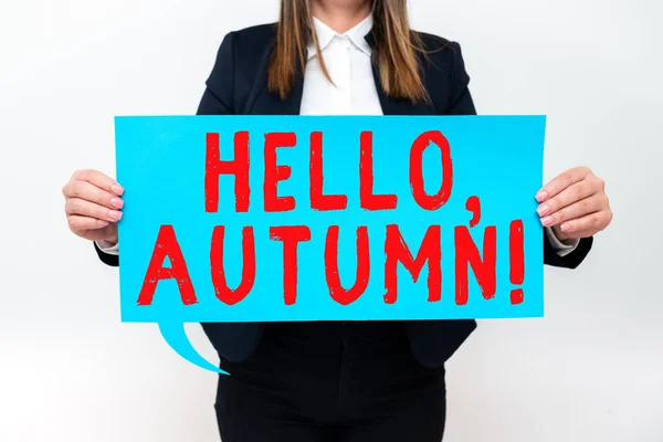 Inspiration showing sign Hello, Autumn, Business idea greeting used when embracing the change from summer to winter