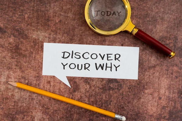 stock image Conceptual caption Discover Your Why, Business idea knowing the reason and purpose of one self s is existence